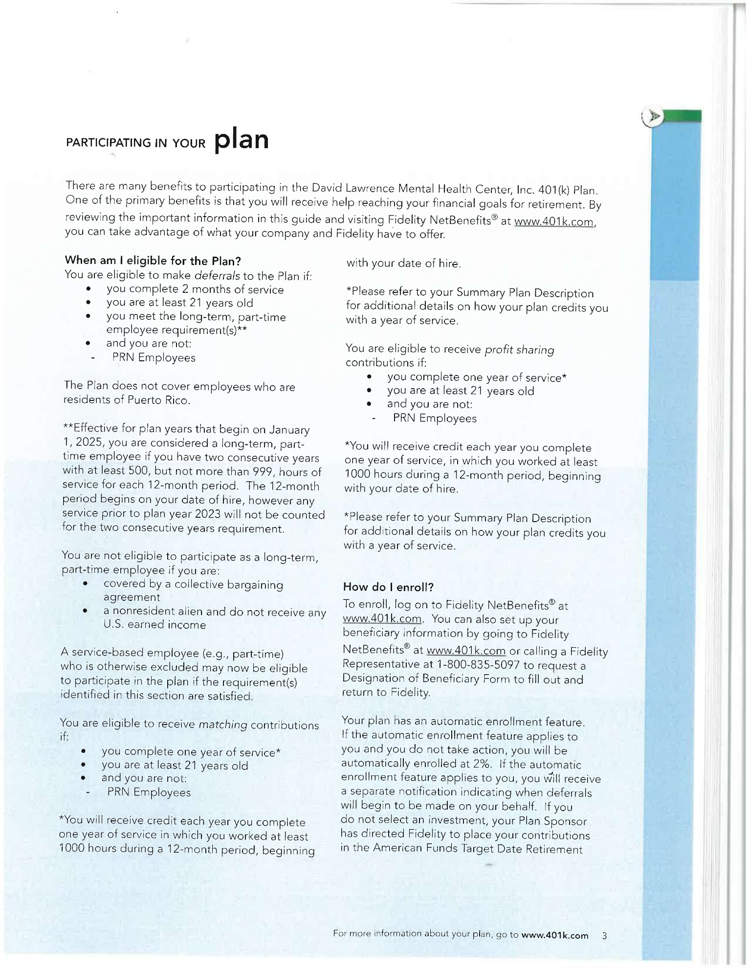 Fidelity 401(k) Information