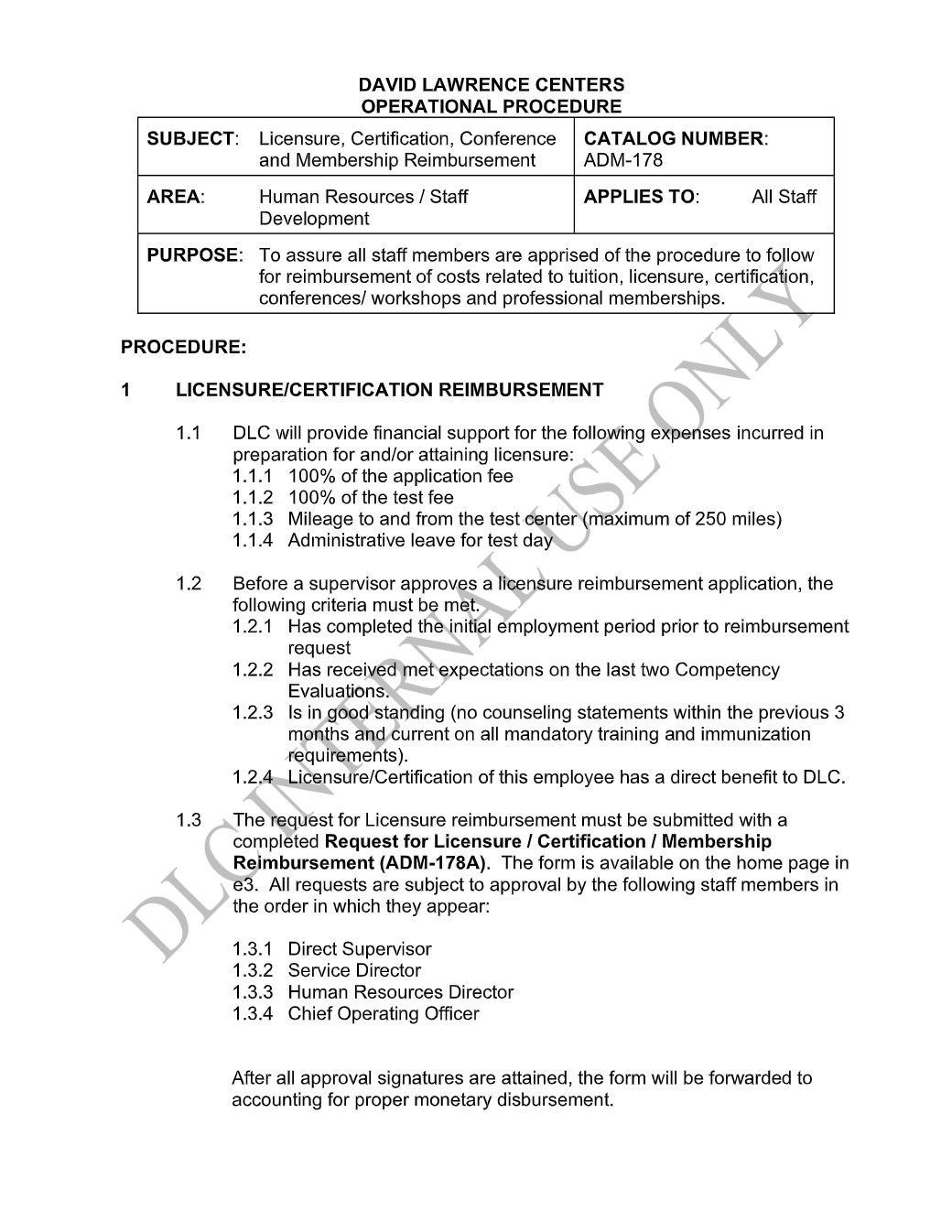 License Reimbursement