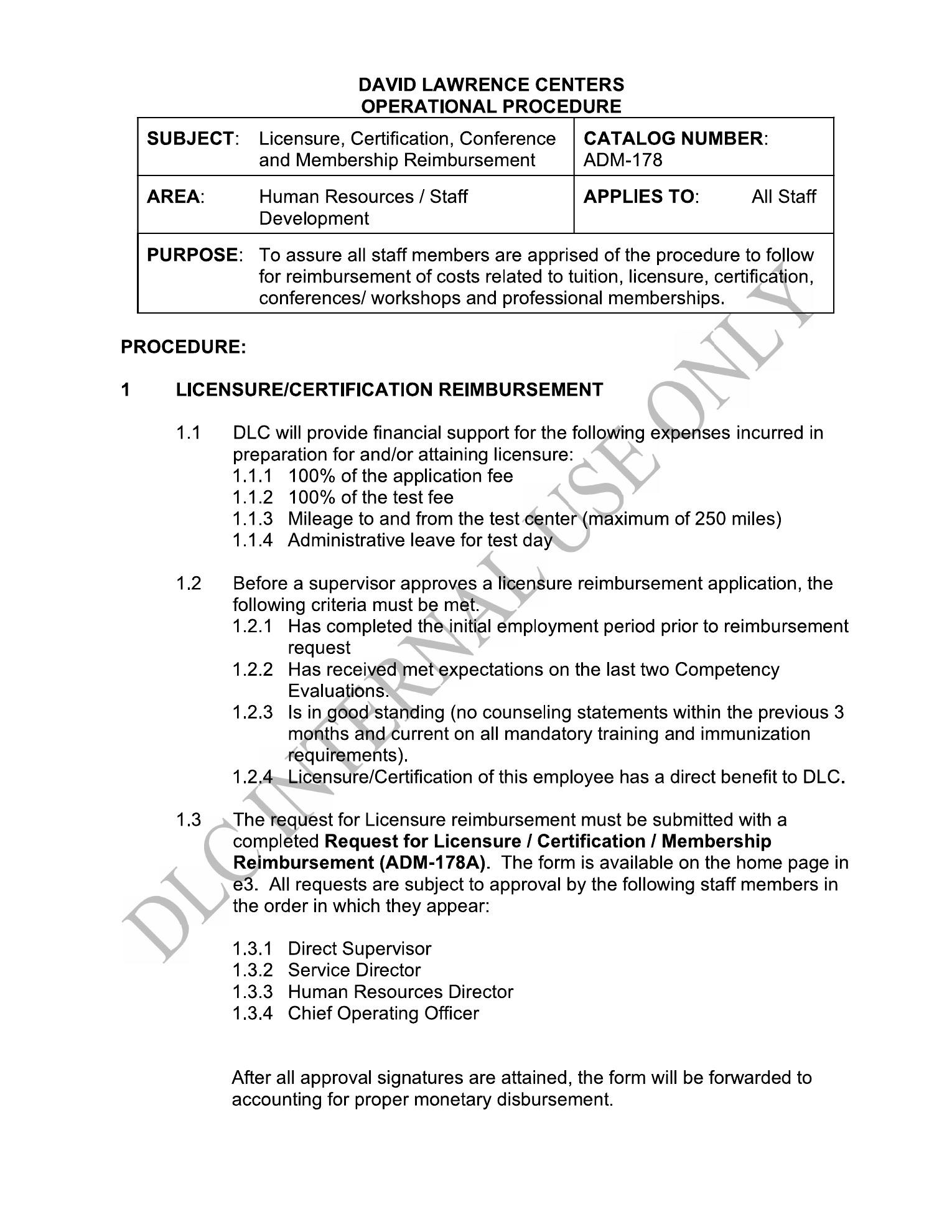 License Reimbursement